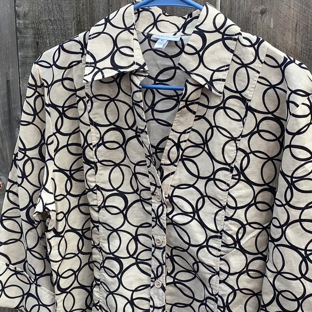 Harve Bernard Womens 3/4” Sleeve Button Front Shirt Sz XL - Picture 3 of 5